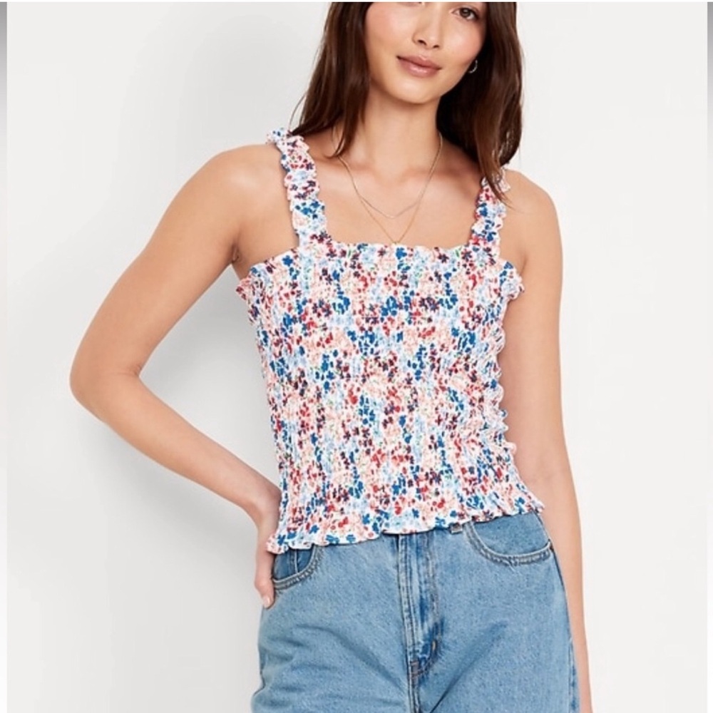 Old Navy Fitted Smocked Tank Top